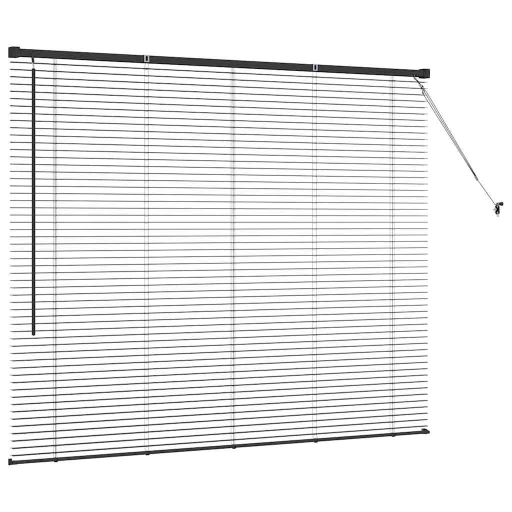 Window Blind with Curtains Manual Black Aluminium